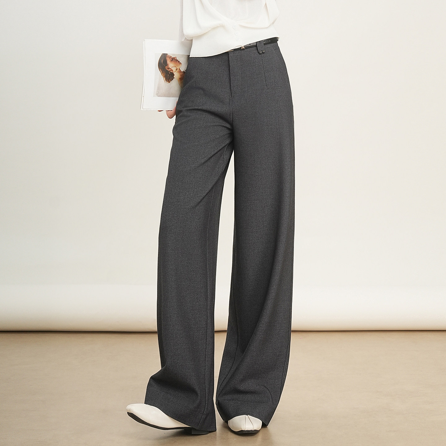 通勤百搭慵懒风西装裤高腰显瘦老钱风阔腿裤2025秋季新款拖地裤子