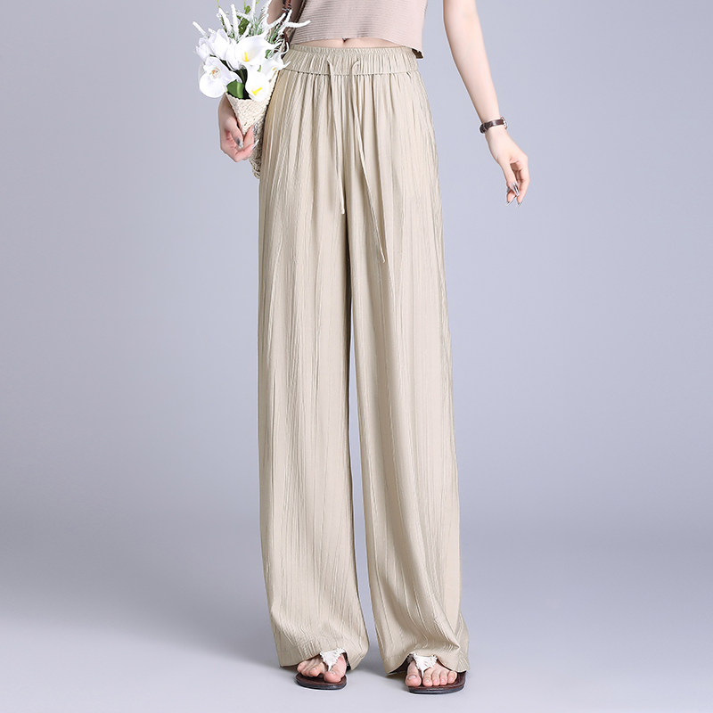 肌理感慵懒风山本裤高腰显瘦垂感百搭休闲直筒阔腿裤2025春夏新款