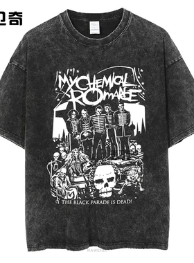 Rock Band My Chemical Romance Washed T Shirts The Black Para