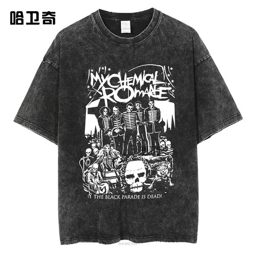Rock Band My Chemical Romance Washed T Shirts The Black Para