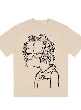 Revenge x Trippie Redd 辛普森恶搞涂鸦美式复古水洗做旧短袖t恤