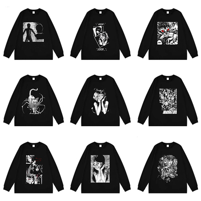 Tomie Junji Ito富江复古纯棉长袖t恤男女潮牌日系高街嘻哈上衣服