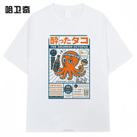 Osaka T-shirt, Osaka Dotonbori Drunken Octopus, Black Gate Fish Market Pufferfish theme short-sleeved T-shirt, 1990s thumbnail 4