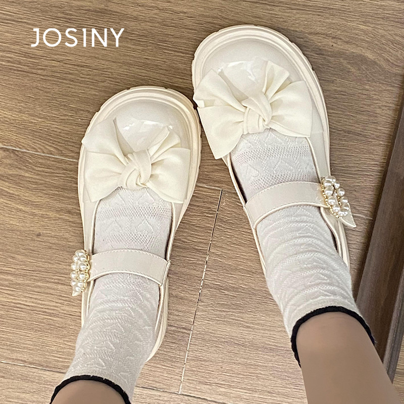 卓诗尼洛丽塔小皮鞋jk配裙子白色蝴蝶结lo娘公主鞋辣妹玛丽珍鞋女