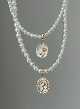 珍珠女项链轻奢小众锁骨链毛衣链