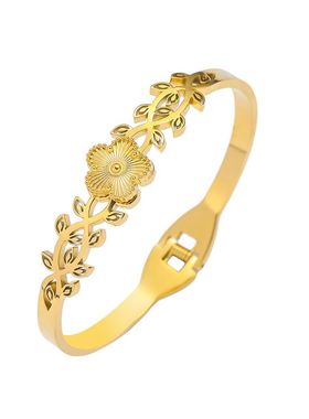 手镯女 新款欧美个性女手环复古风花朵不锈钢手镯跨境五叶草手环