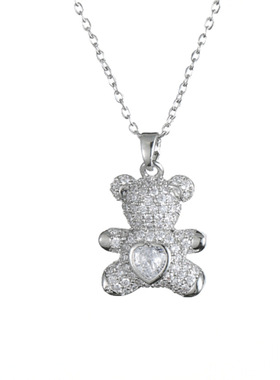 项链女跨境小熊爱心灵动项链日韩甜美气质个性小众设计满钻锁骨链