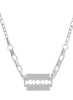 新中式国潮小众设计男女同款嘻哈潮流钛钢项链配饰拼接刀片项链