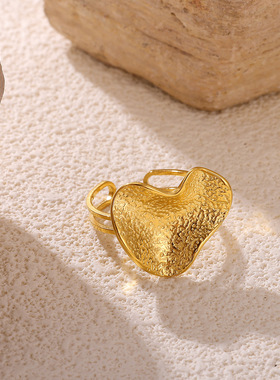 跨境欧美新款不锈钢开口戒指女小众独特设计感缕空指环厂家