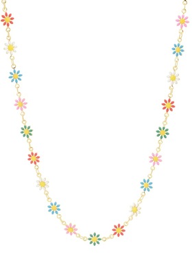 2024春夏季新款绚丽多彩花朵项链耳环女铜双面珐琅滴油小菊花套饰