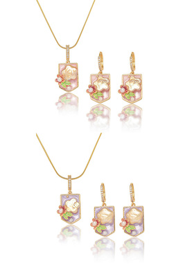 项链女 法式天然淡水珍珠滴釉复古风耳环套装森系项链跨境锁骨链