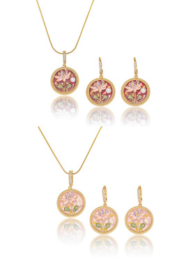 项链女欧美荷花法式气质巴洛克天然淡水珍珠项链油画风套装项饰女