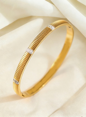 钛钢手镯女 时尚跨境手镯简约气质可开口小众手环欧美风饰品