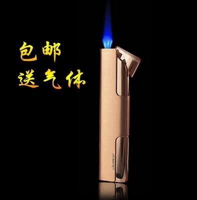 奥麦Aomai直冲防风打火机迷你砂轮蓝火焰个性金属小喷火枪不褪色