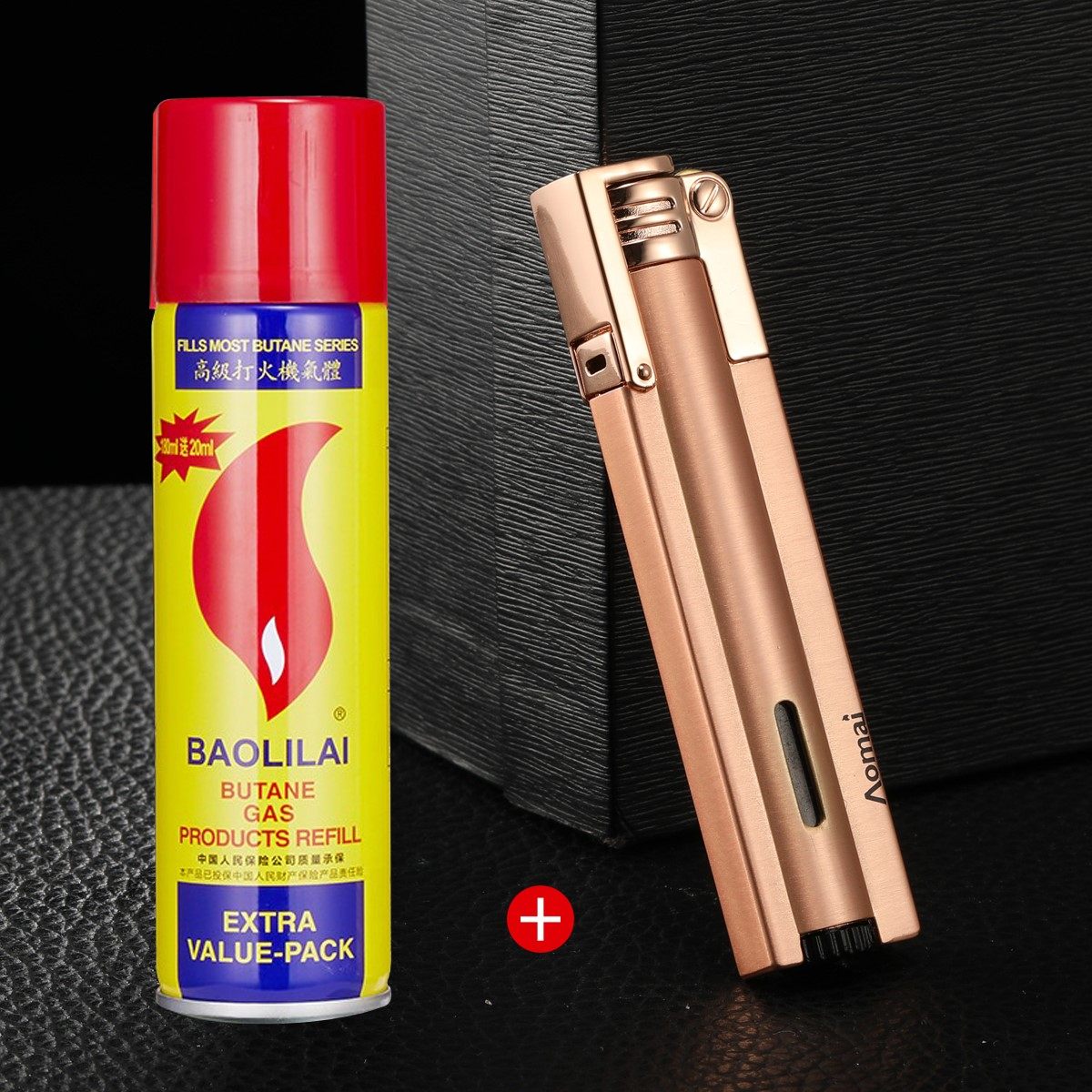 奥麦可充气打火机防风直冲个性创意砂轮蓝焰超薄细长迷你长条定制