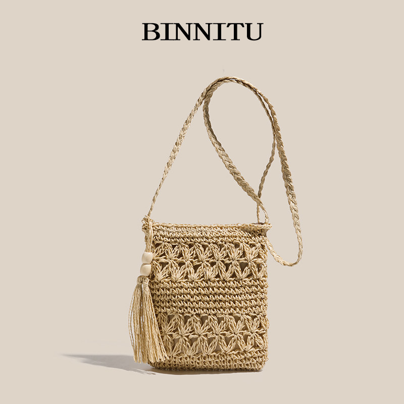 夏季小包包女手机包2026新款潮韩版百搭学生单肩斜挎包编织草编包