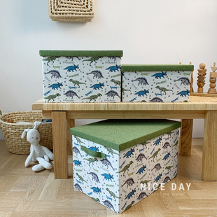 韩国ins儿童玩具收纳箱宝宝衣服整理储物盒可折叠恐龙大号收纳盒