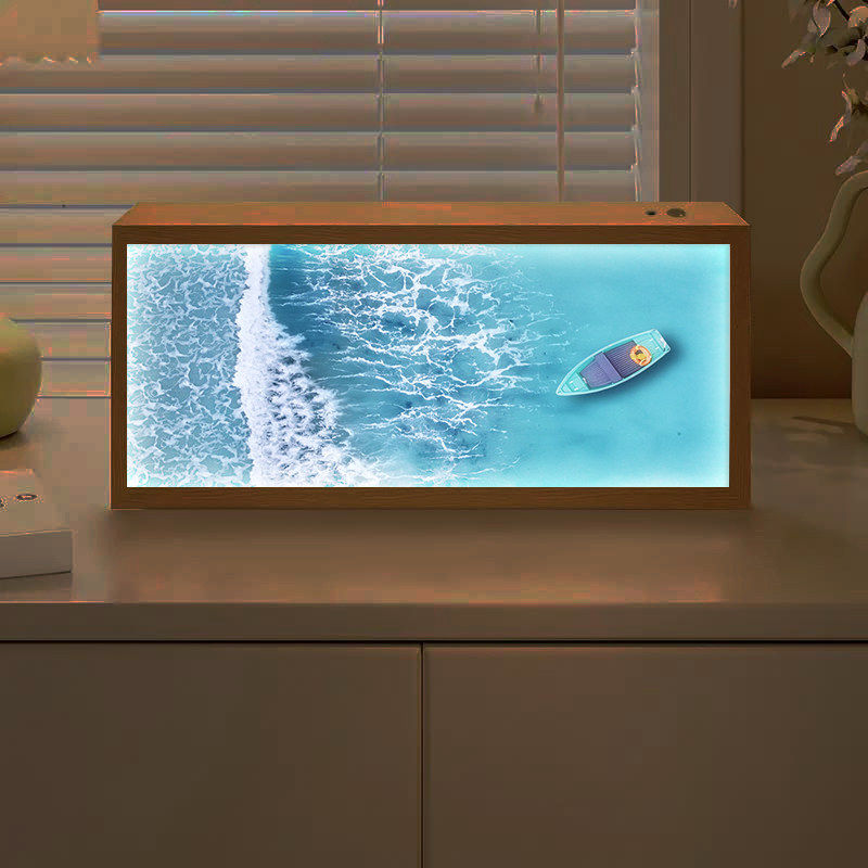 海边沙滩浪漫唯美灯光画小夜灯