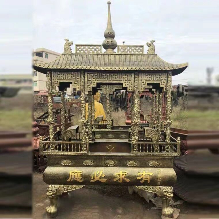 铸铁铸铜带盖长方形大香炉室外八香薰炉