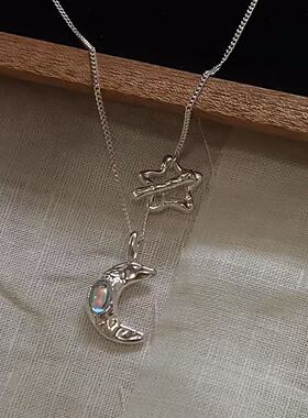 S925银韩系小众风实心星月项链