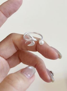 S925银旷野飞鸟复古风小众戒指