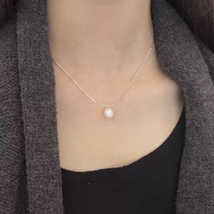 眼观巴洛克淡水珍珠吊坠项链女轻奢高级感百搭锁骨链颈链气质小众