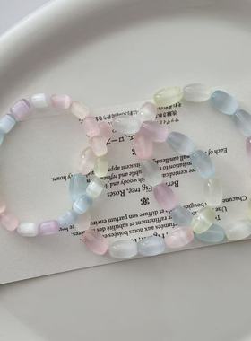 眼观S925银透气彩虹石膏石手链