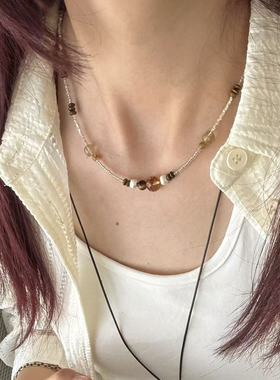 S925银新中式风发晶虎眼石项链