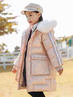 Bala nianhua children's down jacket girl long version thick 2020 new foreign school children's clothing coat winter