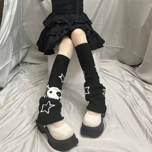 骷髅头不对称辣妹阔腿袜套