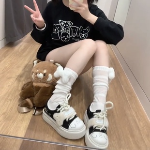 日系夏季薄款JK小腿袜可爱骨头堆堆袜少女软萌lolita中筒袜女百搭