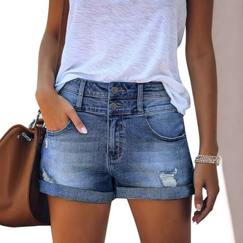 ripped jeans distressed denim pants年欧美上新款水洗破洞漂白