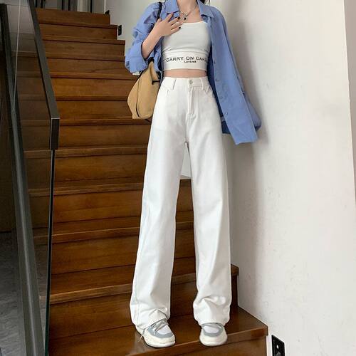 loose jeans versatile denims pants baggy trousers小个子显