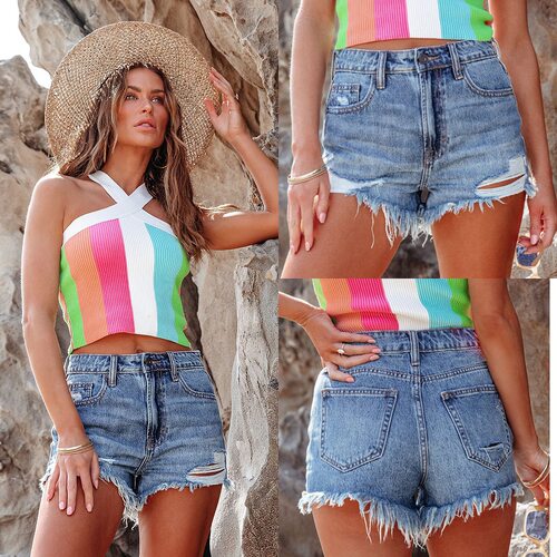 Jeans Shorts European American Denim Pants Vintage Trousers