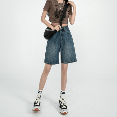 fashion denims pants loose jeans trousers高腰牛仔短裤女2026