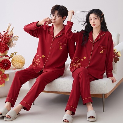 Couple Pajamas Suit Pant Home Cloth Men Sleepwear Women秋冬
