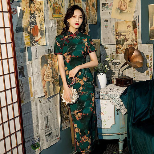 chinese qipao dress cheongsam军阀太太旗袍2025年新款改良版