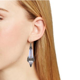 欧美 美国鬼才设计师A*B水晶镶钻双层皮质项链 耳环