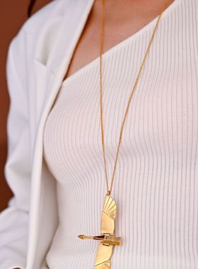 欧美时尚高端大雁项链经典小众文艺咖 质感百搭装饰长项链毛衣链