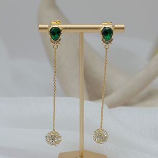 轻奢出口A*B鬼才设计师合金包金镶钻满钻球长款水滴耳环