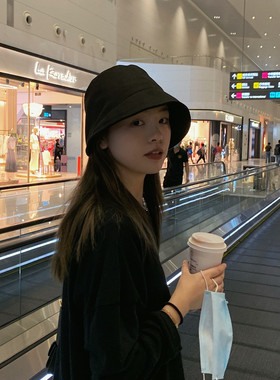 百搭遮脸麂皮绒气质女潮渔夫帽子