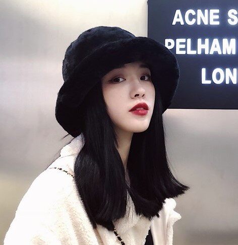 韩国ins网红秋冬毛绒绒盆帽子保暖渔夫帽女柔软折叠加厚复古礼帽
