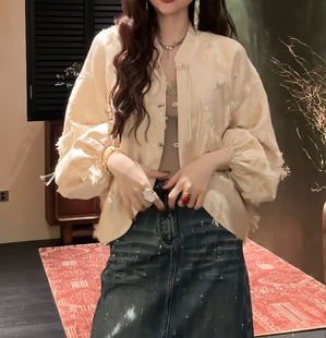 三吉黑花【墨染尘】新中式剪花烫金秋季外套国风独特超好看短款潮