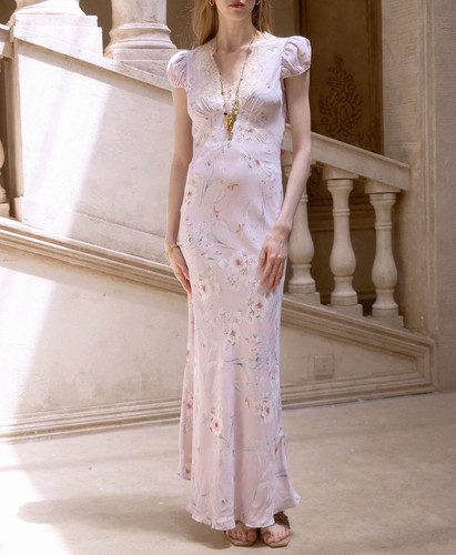 P.tree“Lilas de Brume”雾色丁香 Viscose 重工刺绣连衣裙