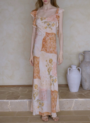 P.tree“Atelier d'Orange”橙色工作室 人丝优雅显瘦连衣裙