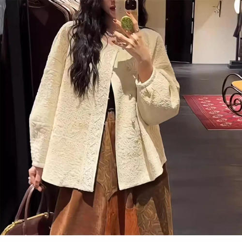 三吉黑花【凛冬】新中式国风外套女春秋款2025新棒球服独特超好看