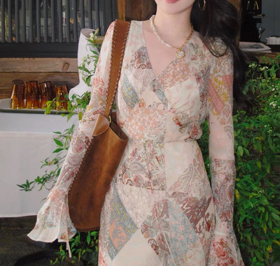 P.tree “流浪者之歌” 100%Viscose人丝乔其连衣裙 有内搭吊带