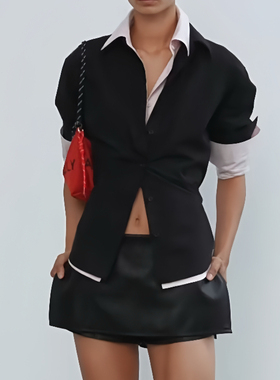 RARELY  两穿收腰系带衬衫 白色/粉色/黑色