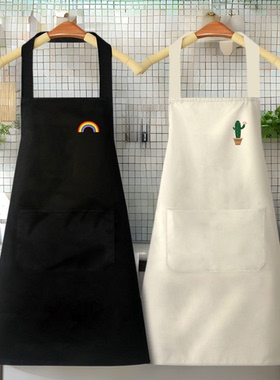 超市商场洗碗洗菜白色围兜兜防水防油围裙可爱韩版卡通围裙男女nv