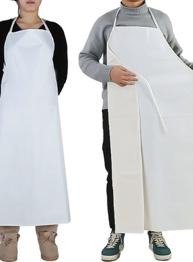【白色洁癖款】加厚食品围裙厨师围兜酒店刚需 防水防油厨房战袍w